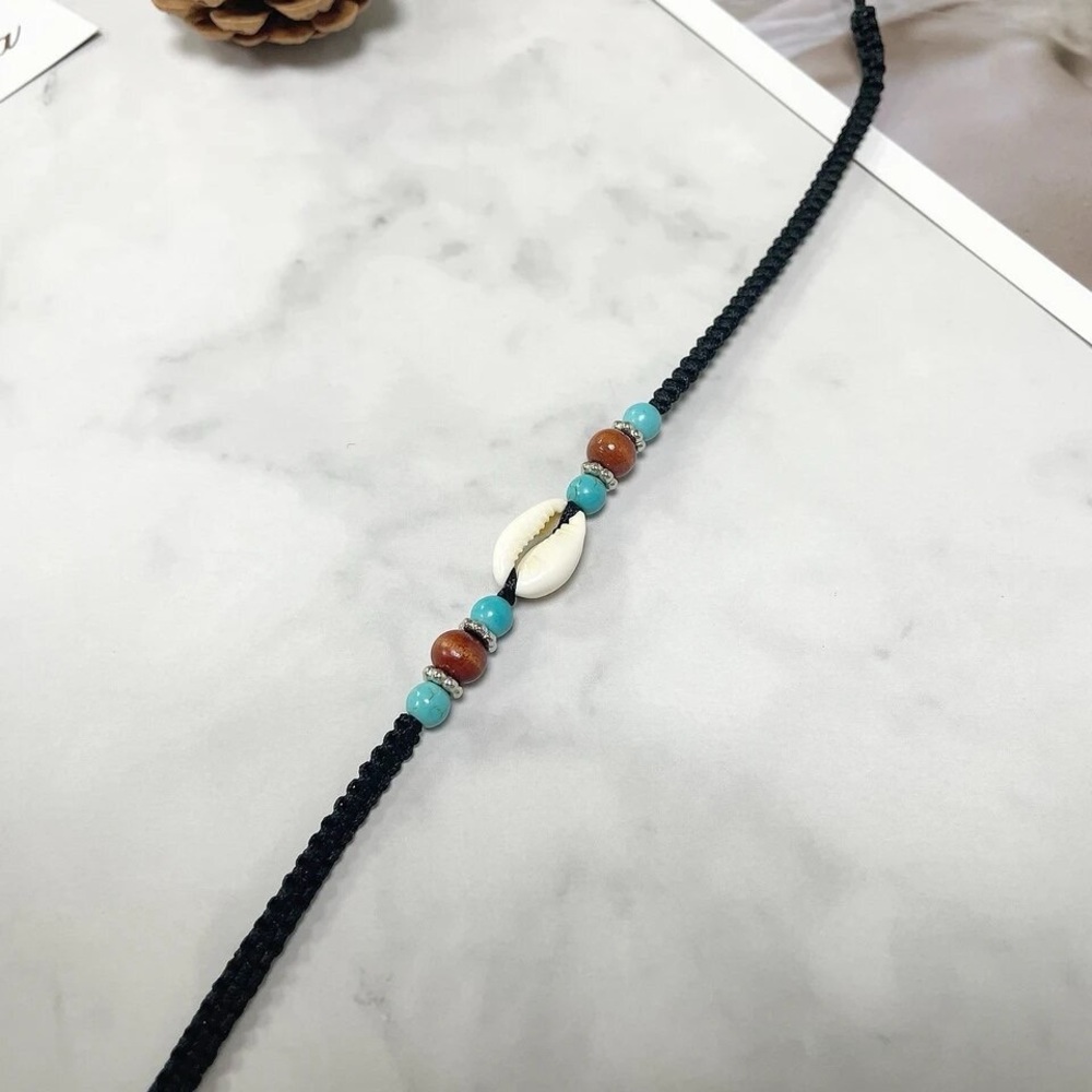Beach Shell Black Rope Nautical Necklace - Picture 3 of 4